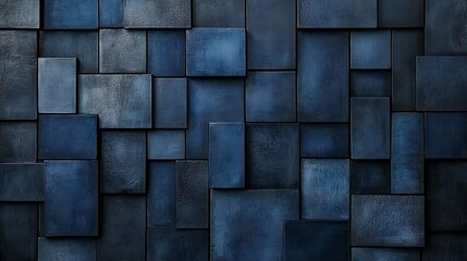 Abstract dark blue rectangular geometric pattern background texture.