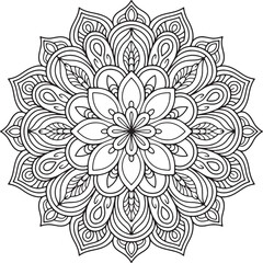 Outline Mandala for Coloring Book Page. Oriental Mandala vector. Mandala Coloring book line art vector illustration. Vector abstract mandala pattern.