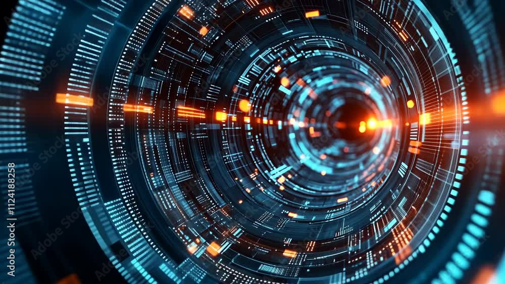 Poster futuristic data stream abstract technology tunnel background