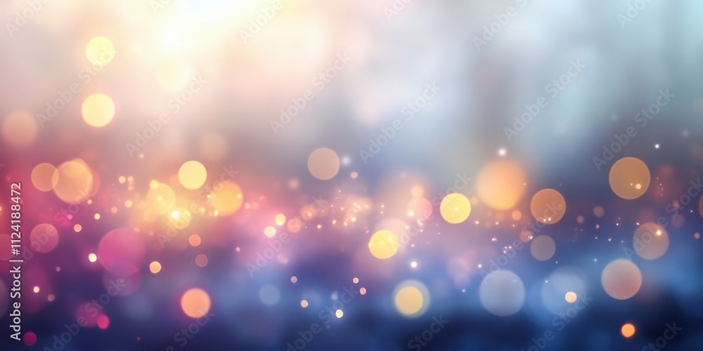 Poster shiny abstract bokeh lights on a blue background creating a dreamy atmosphere for celebratory or cal