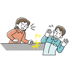 女性客からカスハラを受ける男性スタッフ