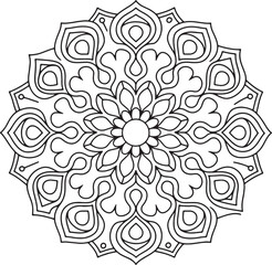 Outline Mandala for Coloring Book Page. Oriental Mandala vector. Mandala Coloring book line art vector illustration. Vector abstract mandala pattern.