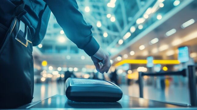 Security personnel meticulously inspecting luggage at airport checkpoint, ensuring safety and compliance with travel regulations. The scene emphasizes the importance of thoroughness in maintaining pub
