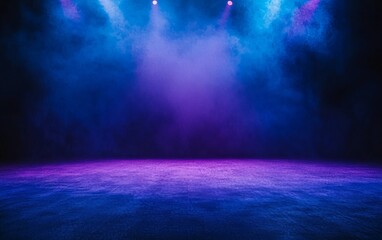 Fototapeta premium Vibrant Neon Stage Lighting with Smoke Effect