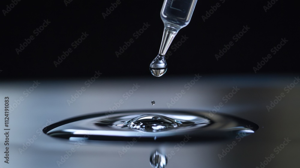 Poster close-up of a droplet being added to a microscope slide using a pipette.