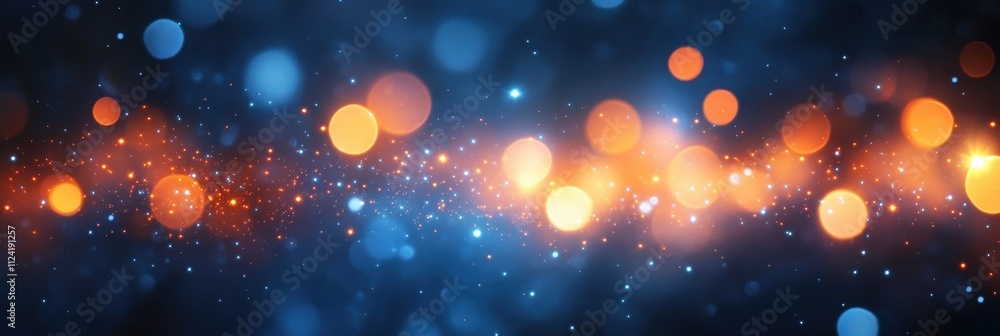 Poster blurred bokeh background with glowing lights and stars for creative use in art, design, and digital 