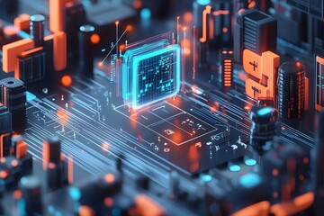 Obraz premium Illustration of a machine learning process featuring artificial intelligence, deep data mining, and machine learning as components of modern computer technology concepts, portrayed in a 3D rendering, 