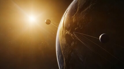 Earth axis diagram illustration showing the tilt of the Earth's rotational axis relative to its orbital plane, explaining the cause of seasonal changes and the distribution of sunlight.