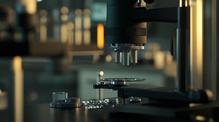 Advanced eye examination equipment setup in modern clinic. Precision tools for comprehensive vision assessment and diagnostics.