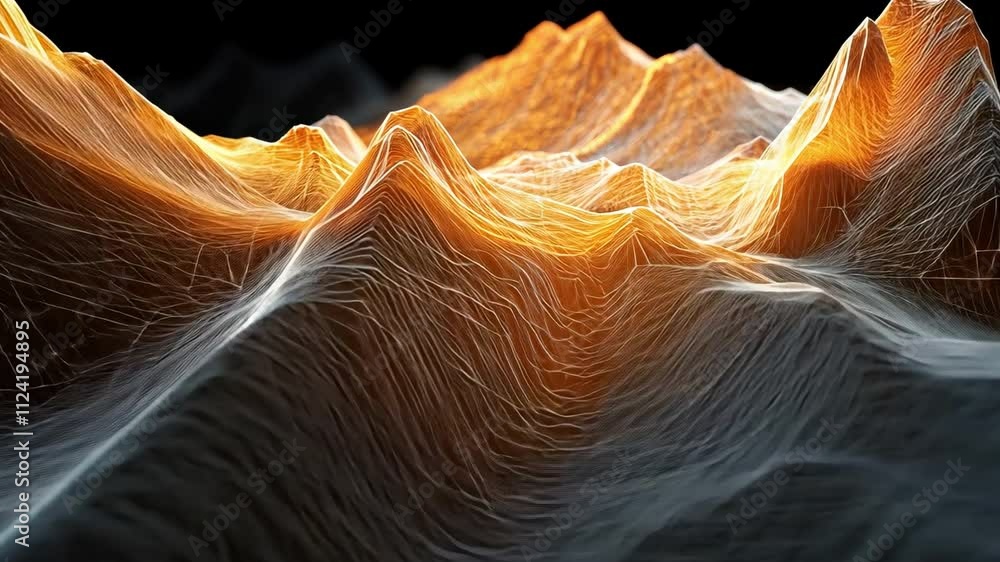 Poster abstract mountain range: a mesmerizing abstract landscape of interconnected lines and geometric patt
