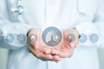  Health care and medical about lungs. respiratory disease, lung cancer, bronchitis, bronchial...