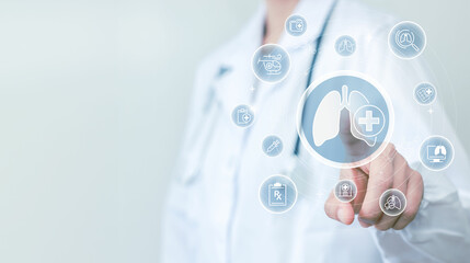  Health care and medical about lungs. respiratory disease, lung cancer, bronchitis, bronchial...
