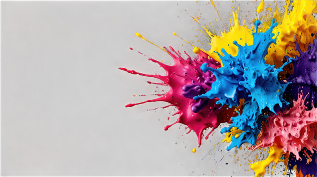 A vibrant splash of colored paint against a dark background, showcasing creativity and energy.
