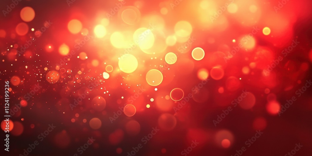 Poster red and gold bokeh lights on a dark background creating a dreamy and festive atmosphere for celebrat