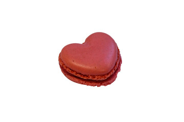 Sweet heart shaped macaroon isolated on white background