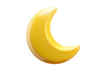 yellow half moon 3d render icon isolated on white background