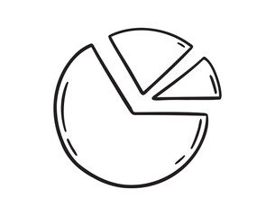 four sectional pie chart doodle hand drawn icon. Outline drawing sectional pie chart line clipart symbol