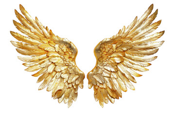 Golden Wings Isolated on White Background
