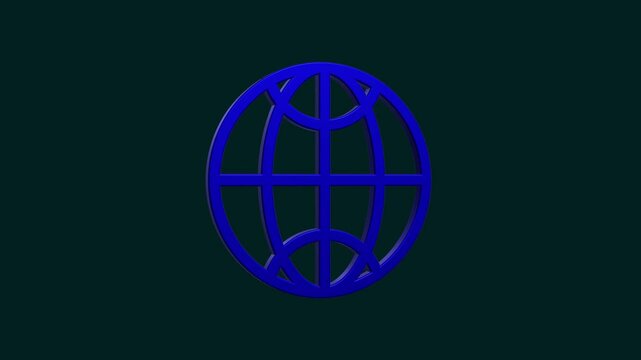 A detailed 3D globe icon featuring a spherical design with textured continents and rotating axes. It has vibrant colors, soft shadows, and a smooth, polished surface, symbolizing global connectivity.