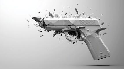 Abstract Shattered Handgun Representing Weapon Issues