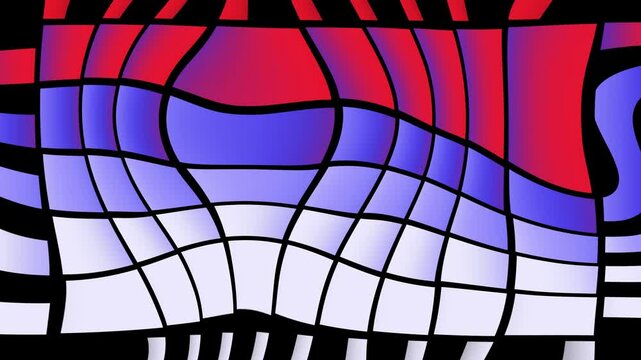 Abstract background pattern of red and blue moving lines with paper cut effect