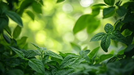 Obraz premium Spinach Nature Foliage, Vibrant Green Foliage Forming a Lush Natural Canopy with Copy Space