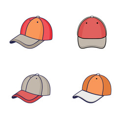 Baseball Cap Clipart Silhouette Vector Bundle Collection, Professional Baseball Cap Sport Isolated Equipment Element, Baseball Exercise Champion Abstract Baseball Outline Icon Symbol Vector Set