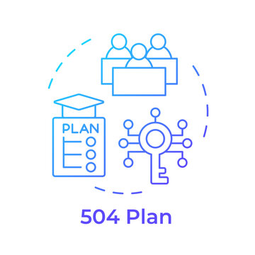 504 plan blue gradient concept icon. Accessibility and equal opportunities for students. Special education. Round shape line illustration. Abstract idea. Graphic design. Easy to use in article