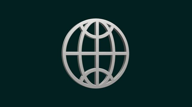 A detailed 3D globe icon featuring a spherical design with textured continents and rotating axes. It has vibrant colors, soft shadows, and a smooth, polished surface, symbolizing global connectivity.