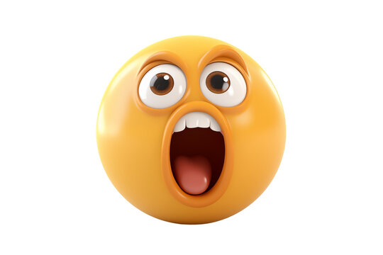 recommend clip art: 3D Rendering shocked yellow emoji isolated on transparent background. Generative ai