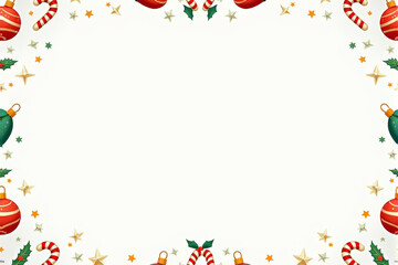 Obraz premium A cheerful Christmas pattern featuring colorful ornaments, candy canes, holly, and stars, arranged in vibrant and festive holiday colors..