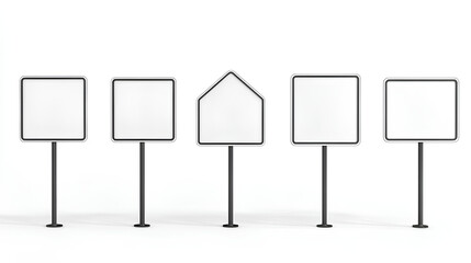 Blank white road signs white background 