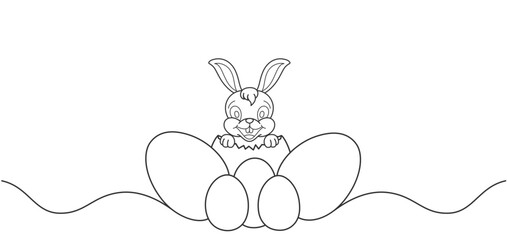 easter egg illustration background vector. easter bunny line art design banner