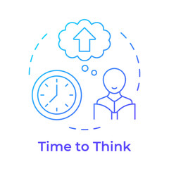 Time to think blue gradient concept icon. Offering flexible timing for students with needs. Special education. Round shape line illustration. Abstract idea. Graphic design. Easy to use in article