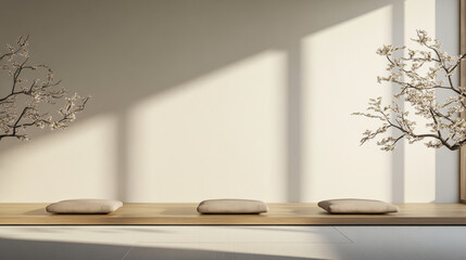 Serene indoor space with natural light and minimalist decor showcasing tranquility and simplicity