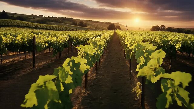 vinery green winery agriculture grape vineyards nature rural sunset