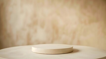 A minimalistic display platform with a neutral background, ideal for showcasing products.