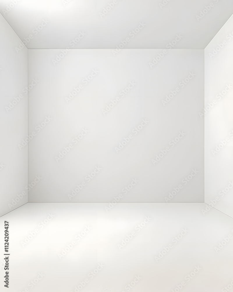 Aufkleber a minimalistic white room with smooth surfaces and no furnishings, creating an open space.