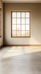 Fototapeta premium Bright and spacious room with large windows and natural light in a modern setting
