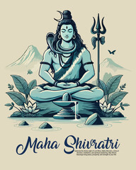 Happy maha shivratri and Subh shivratri with lord shiva social media post banner template