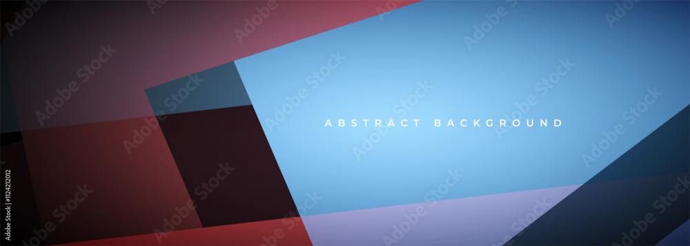 Poster red and light blue modern abstract wide banner with geometric shapes. sky blue and red abstract back