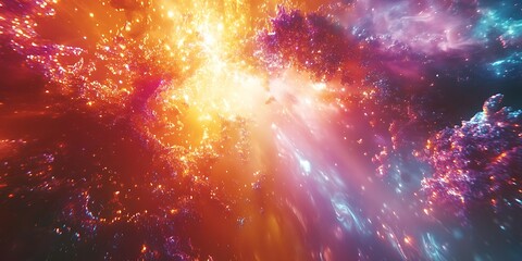Fototapeta premium Vibrant cosmic explosion with fiery orange and cool blue hues.