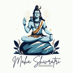 Happy maha shivratri and Subh shivratri with lord shiva social media post banner template