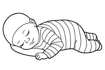 Liine art of a peaceful sleeping baby vector illustration 