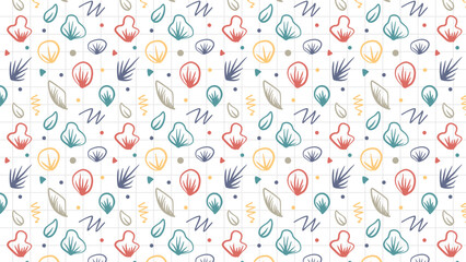 Flat floral brush line hand drawn pattern background designs