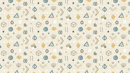 Flat geometric brush line hand drawn pattern background design
