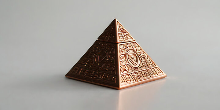 A pyramid-shaped copper vastu tool, known for channeling positive energy, isolated on a plain white background.