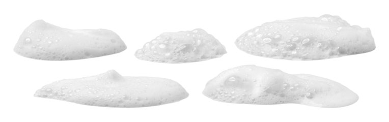 Soap foam or shampoo Soap foam texture or shampoo surface with bubble isolated with clipping path on background.
