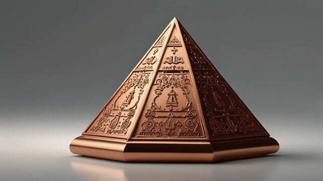 A pyramid-shaped copper vastu tool, known for channeling positive energy, isolated on a plain white background.
