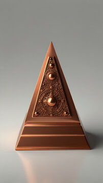 A pyramid-shaped copper vastu tool, known for channeling positive energy, isolated on a plain white background.